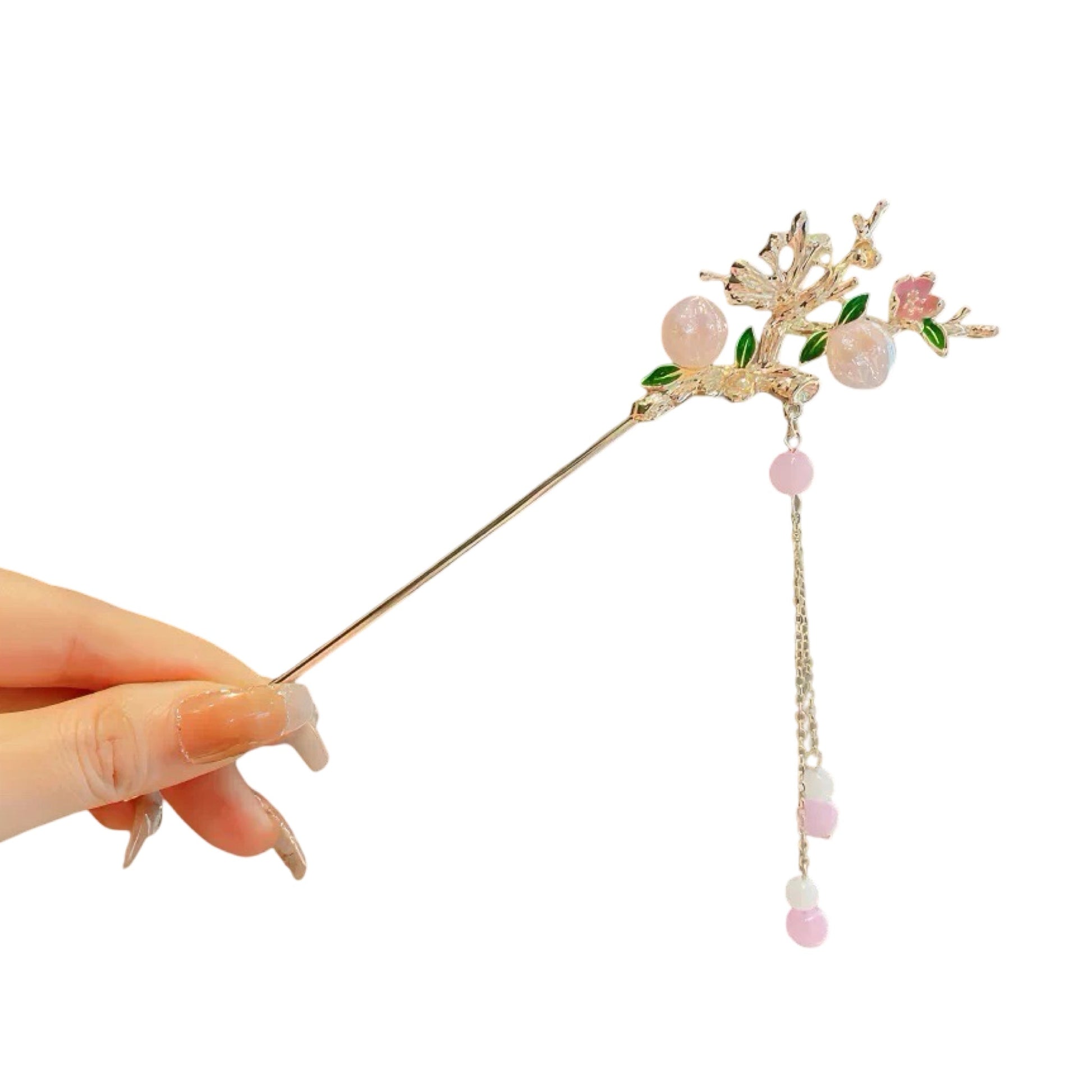 Elegant hårnål med lyserøde blomster og perler | MAS SELECTION