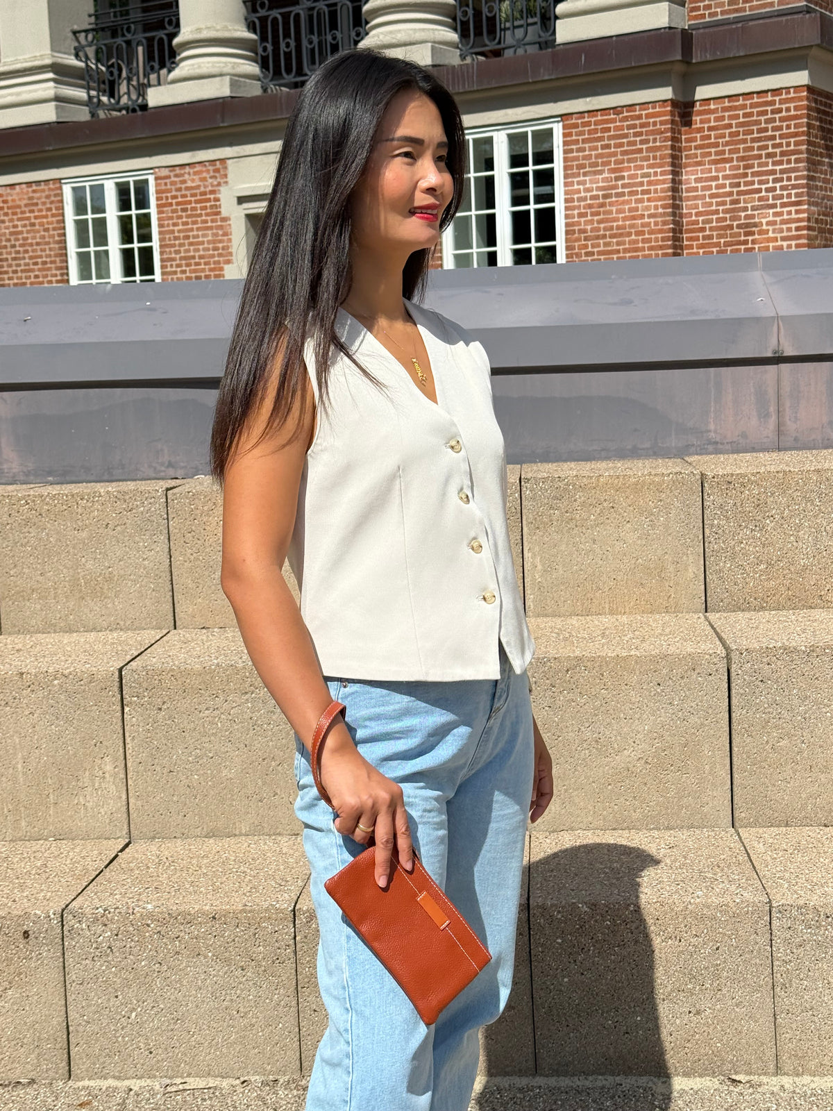 Ægte Læder Clutch i Brun