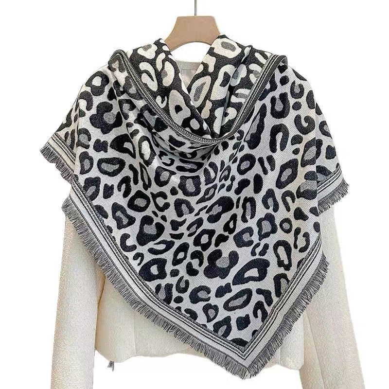Leopardprint Trekanttørklæde Sort