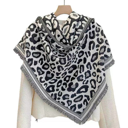 Leopardprint Trekanttørklæde Sort