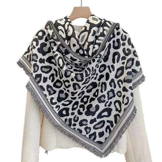 Leopardprint Trekanttørklæde Sort