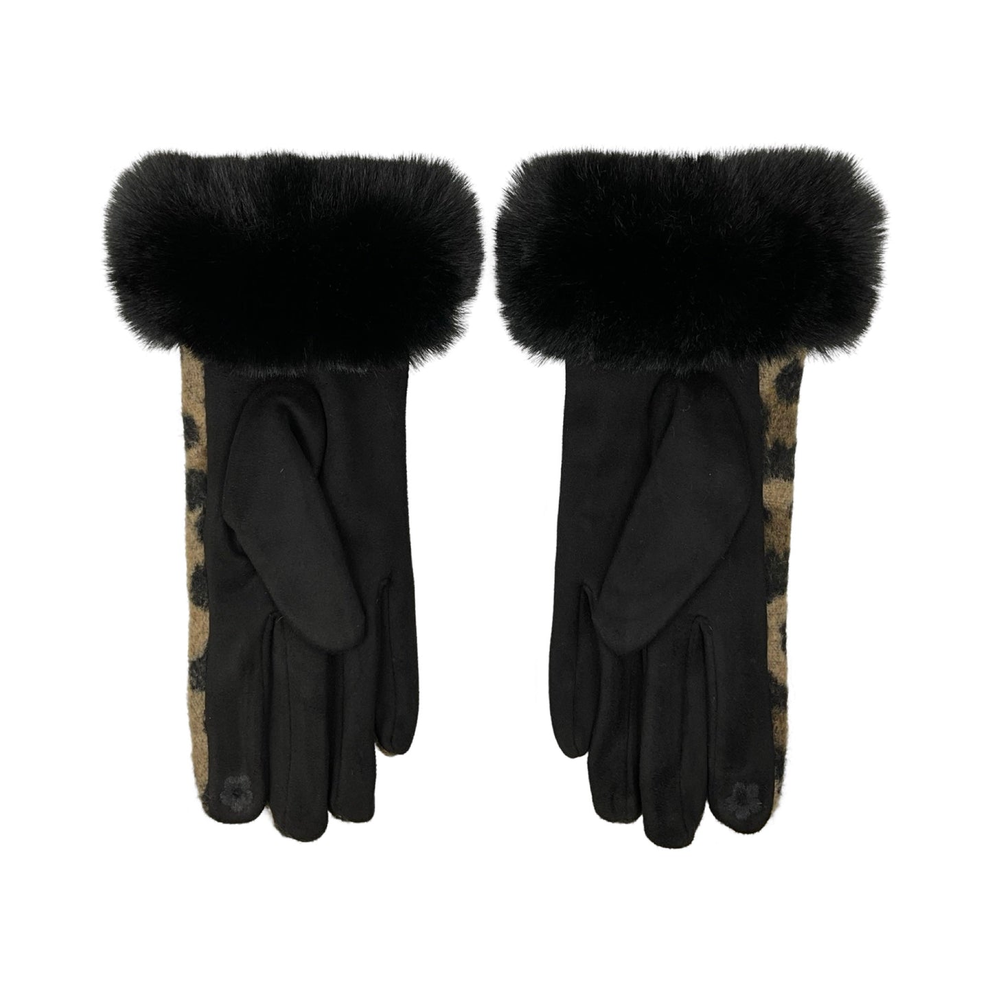 Leopard Handsker Sort| MAS SELECTION