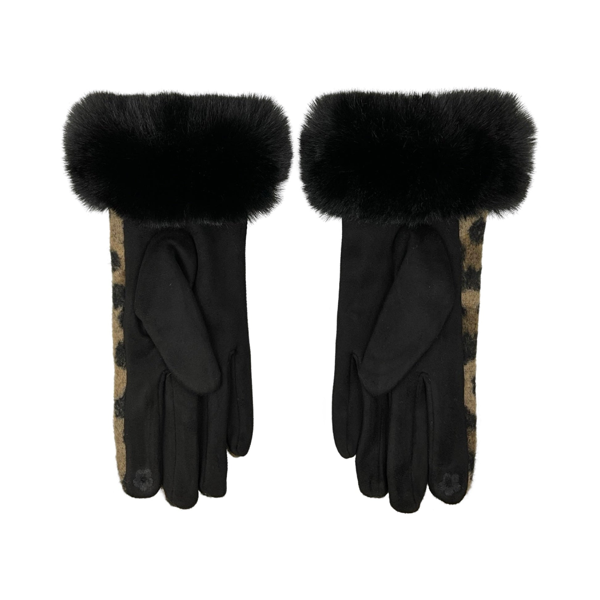 Leopard Handsker Sort| MAS SELECTION