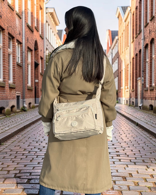 MS Klassisk Skuldertaske i Beige