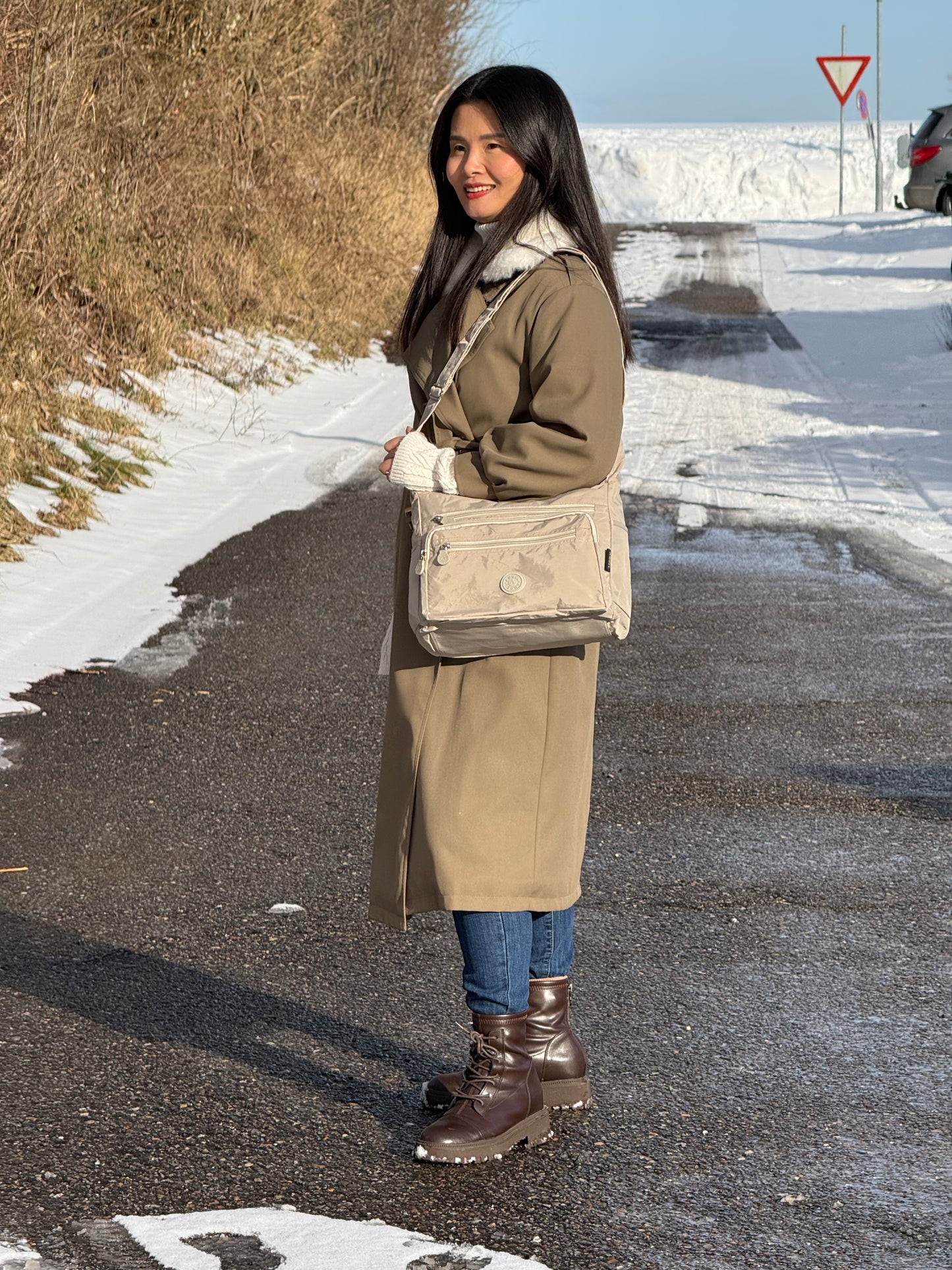 MS Klassisk Skuldertaske i Beige | MAS SELECTION