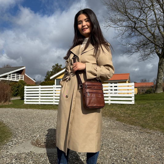 Læder Skuldertaske i Brun