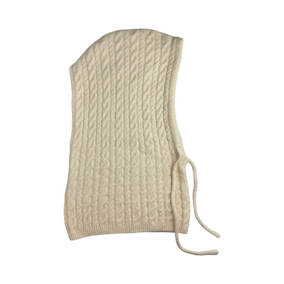 Strikket Balaclava med Snører i Creme