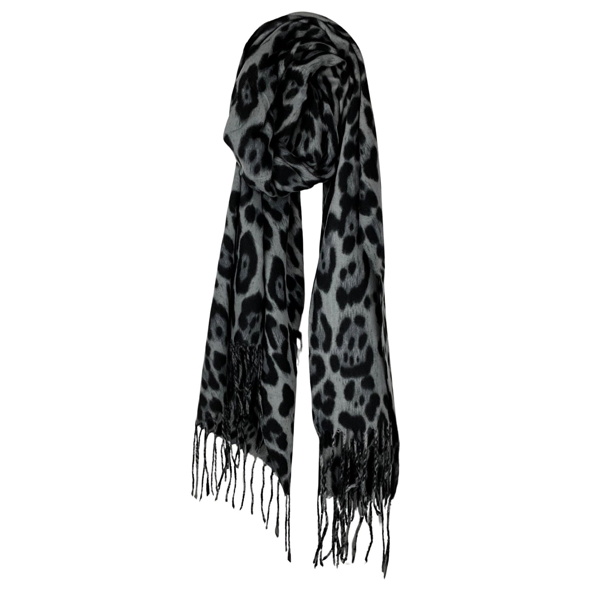 Leopard Print Halstørklæde grå| MAS SELECTION