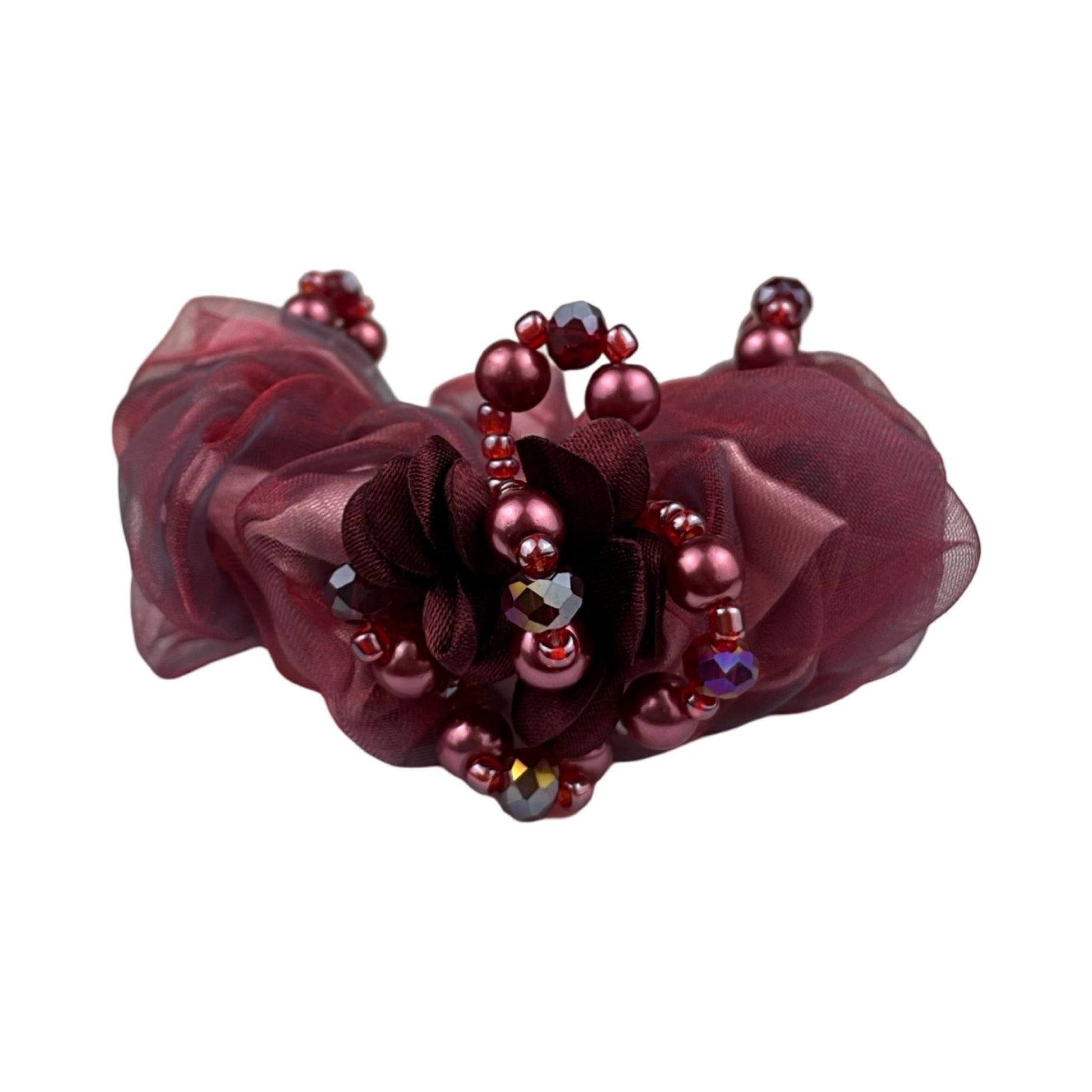 Blomster og Stendecoreret Scrunchie Rød| MAS SELECTION