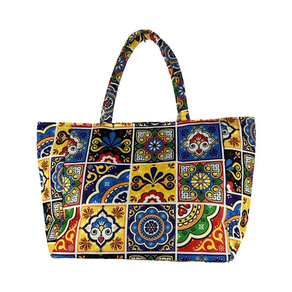 Mellemstor Shopper med Spraglet Print