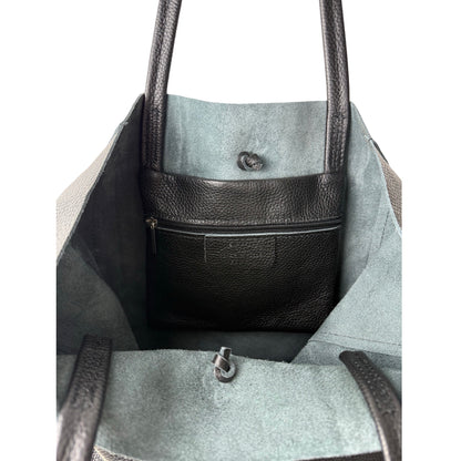 Minimalistisk Shopper i Ægte Læder Sort