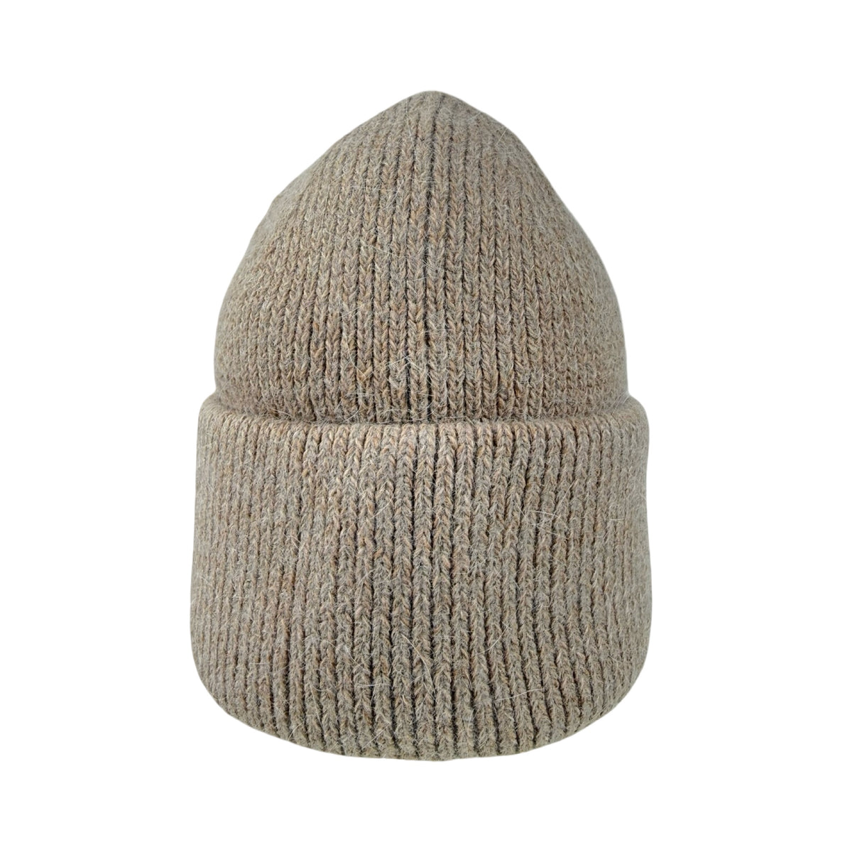 Blød og Varm Strikket Vinterhue i Beige