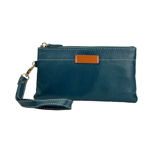 Ægte Læder Clutch i Turkis