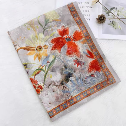 Satin Tørklæde med Blomsterprint