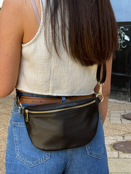 Bumbag i Italiensk Læder Mørkeblå