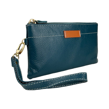 Ægte Læder Clutch i Turkis