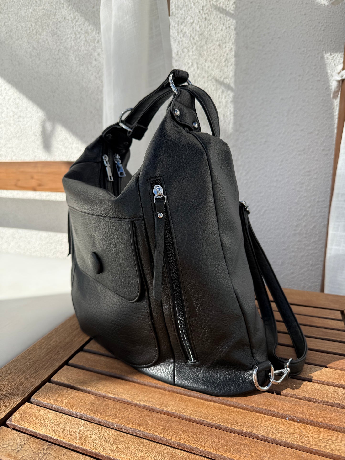 Multifunktionel Rygsæk og Skuldertaske Sort