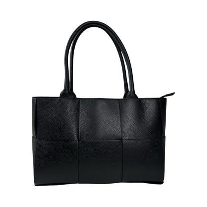 Flettet Skuldertaske i Ægte Læder Sort | MAS SELECTION