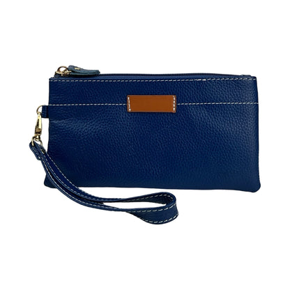 Ægte Læder Clutch i Mørkeblå