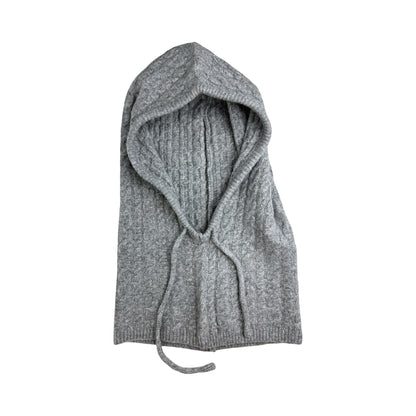 Strikket Balaclava med Snører i Grå