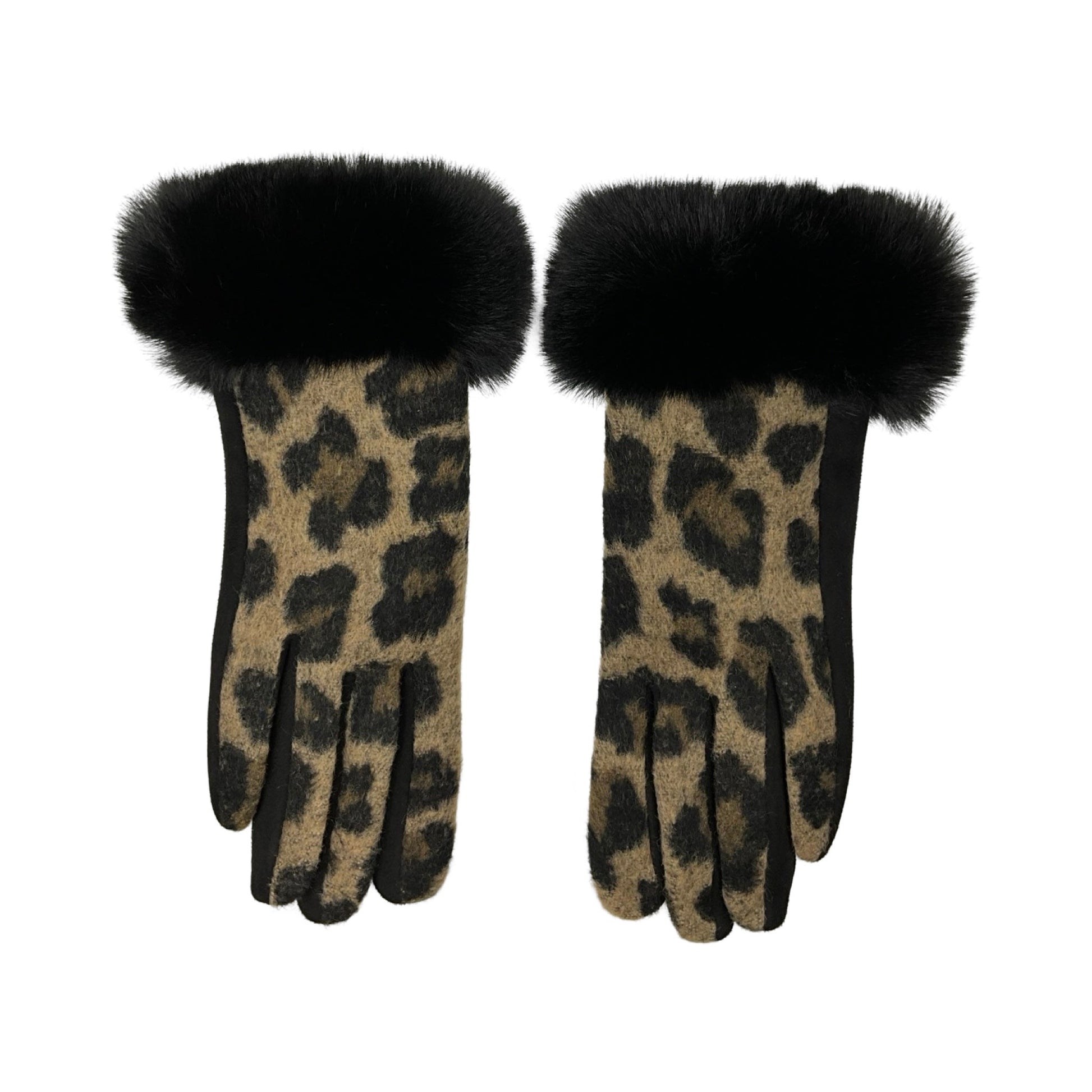Leopard Handsker Sort| MAS SELECTION