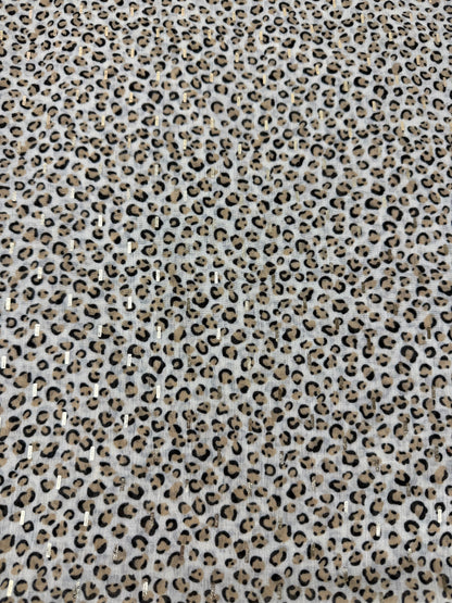 Leopardtørklæde med Gulddetaljer i Beige