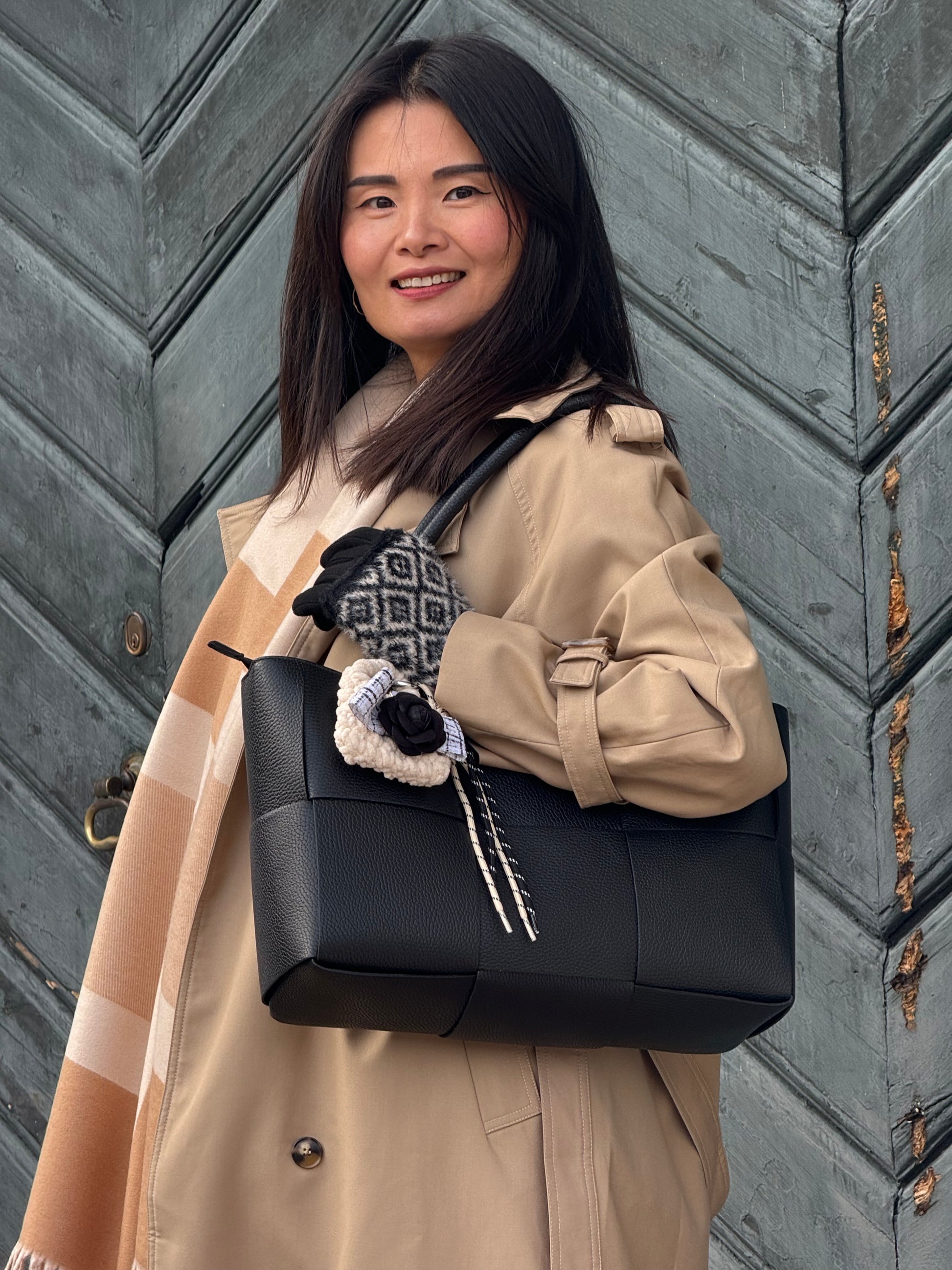 Flettet Skuldertaske i Ægte Læder Sort | MAS SELECTION