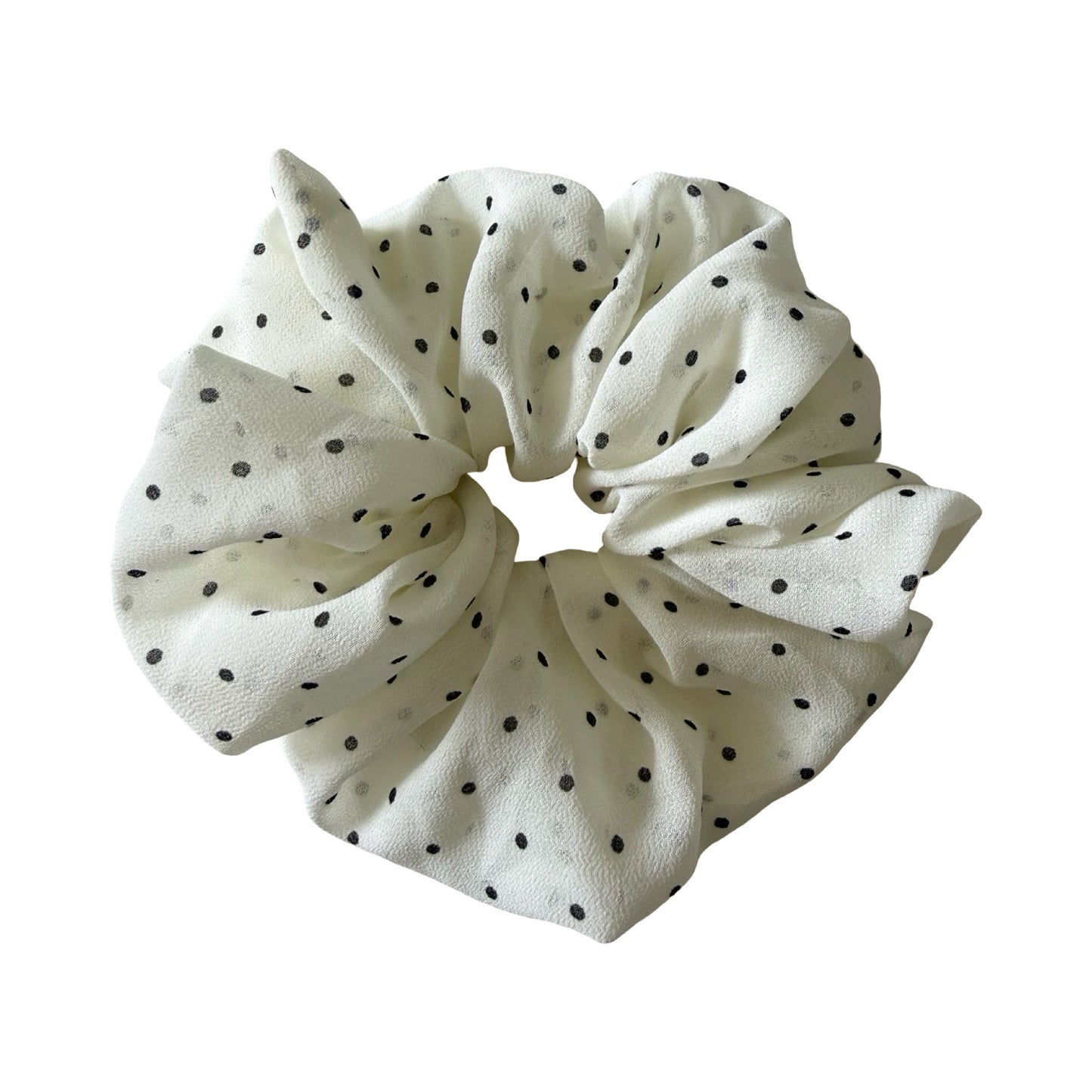 Stor Scrunchie Polka Dot Hvid