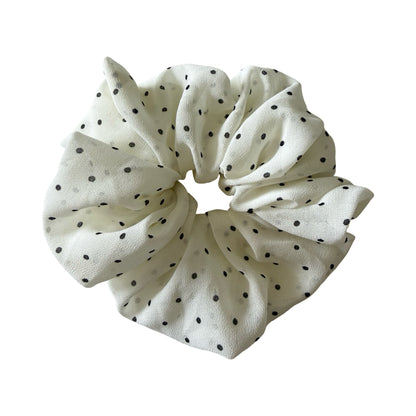 Stor Scrunchie Polka Dot Hvid