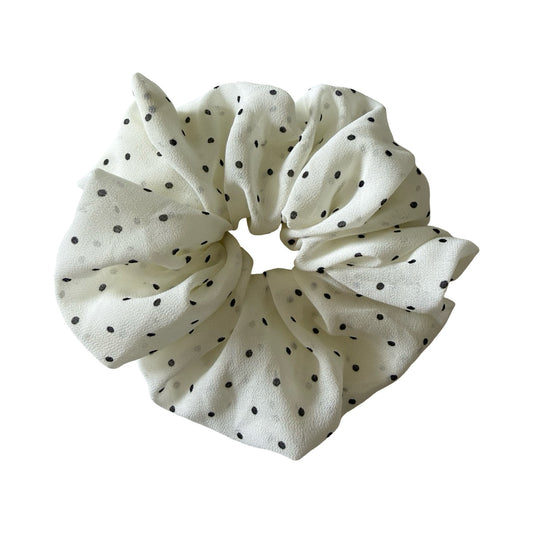 Stor Scrunchie Polka Dot Hvid