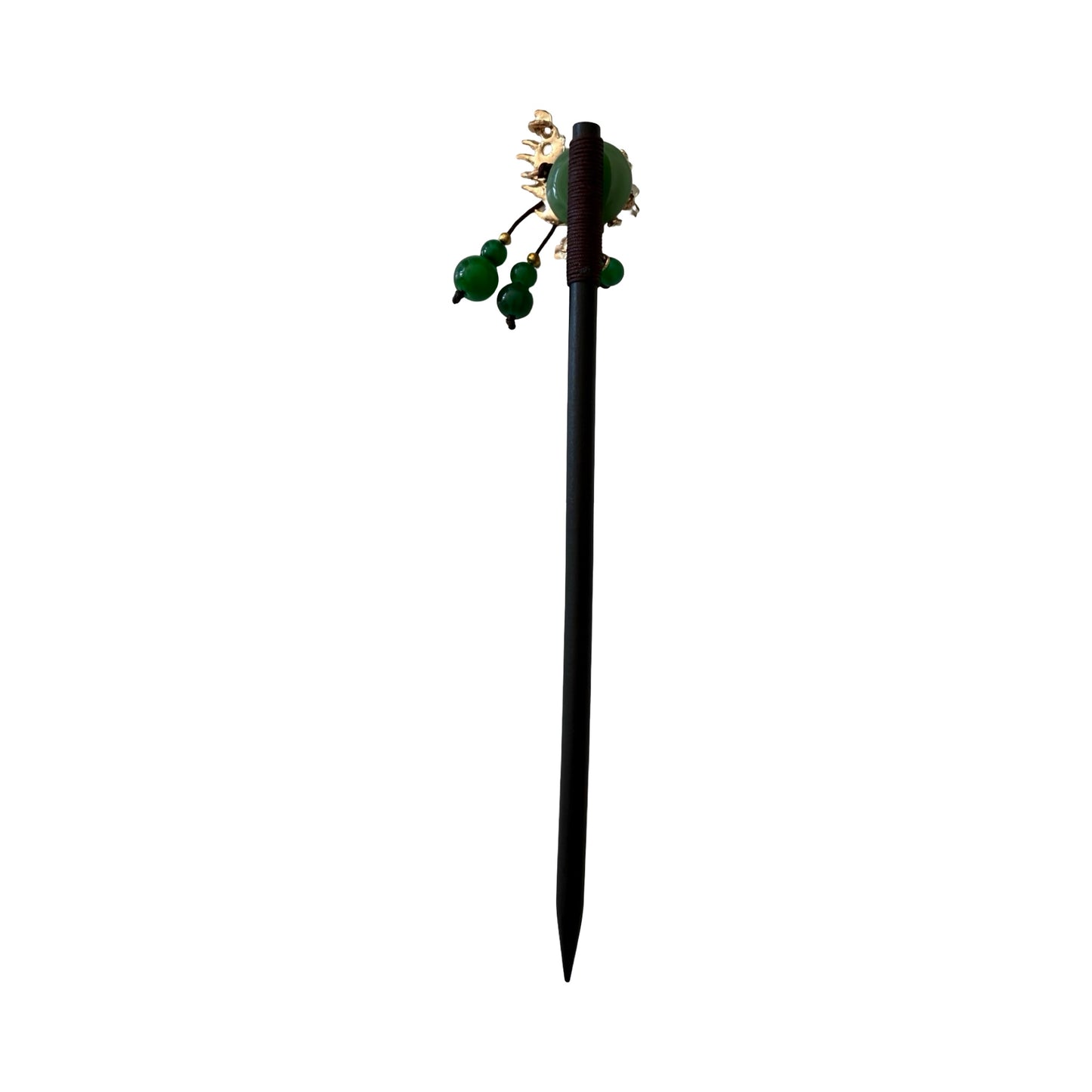 Elegant hårnål med grønne perler og blomsterdetaljer