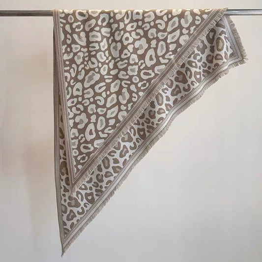 Leopardprint Trekanttørklæde Beige