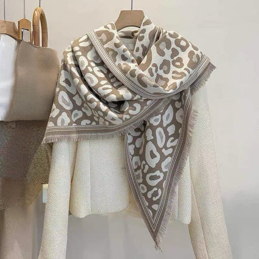 Leopardprint Trekanttørklæde Beige