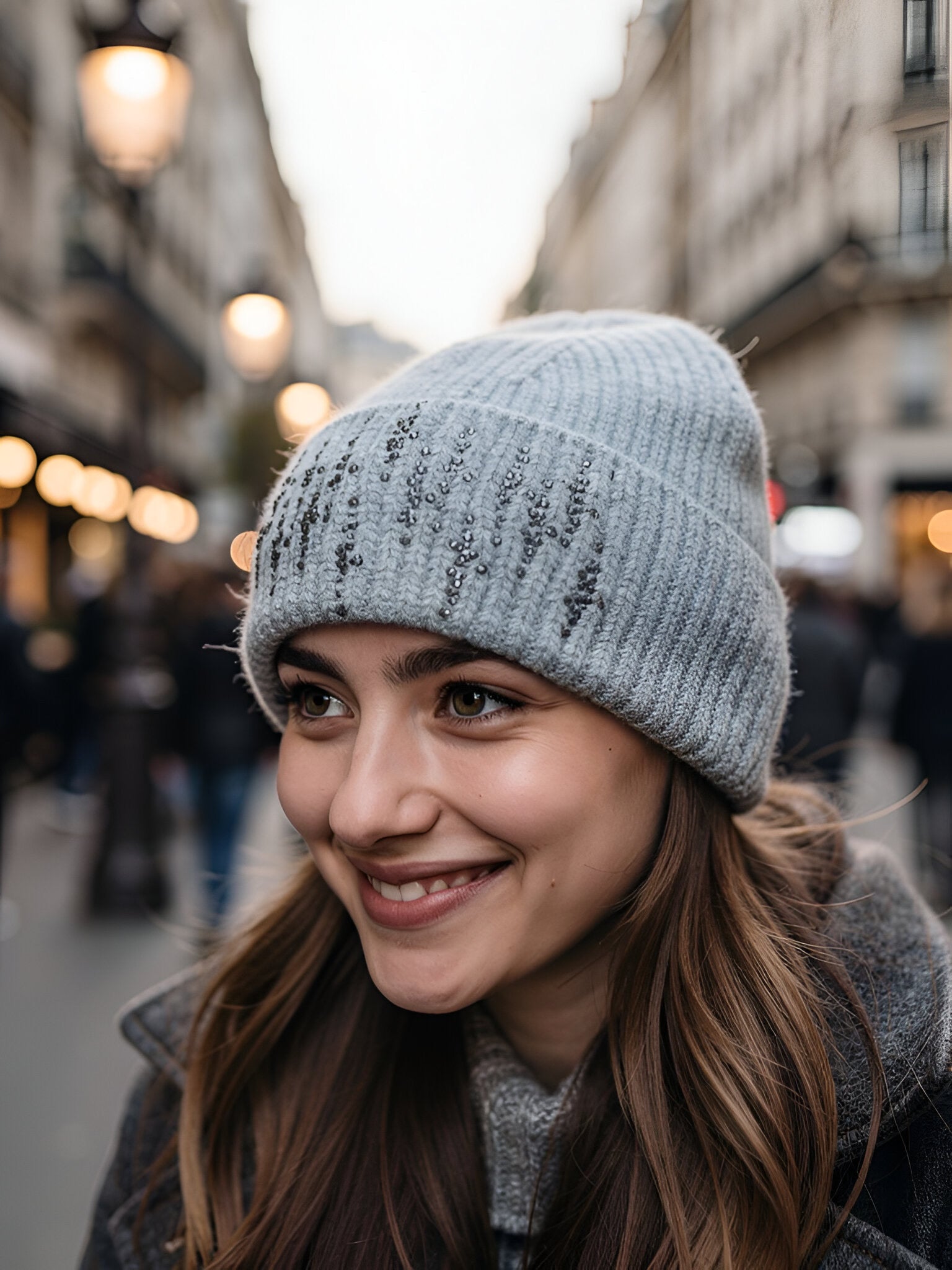 Angora Hue med Perler Grå | MAS SELECTION