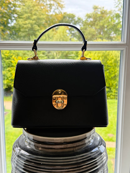 Elegant Håndtaske i Ægte Læder Sort