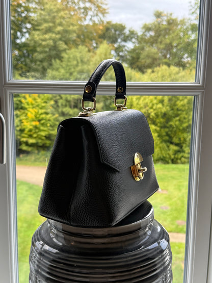 Elegant Håndtaske i Ægte Læder Sort