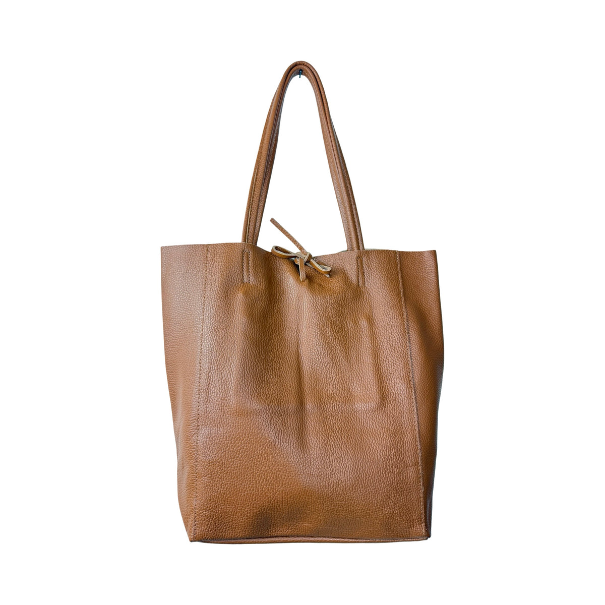 Minimalistisk Shopper i Ægte Læder Brun