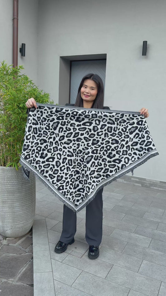 Leopardprint Trekanttørklæde Kaffefarve
