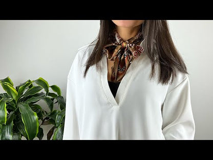 Blomster Satin Tørklæde Creme