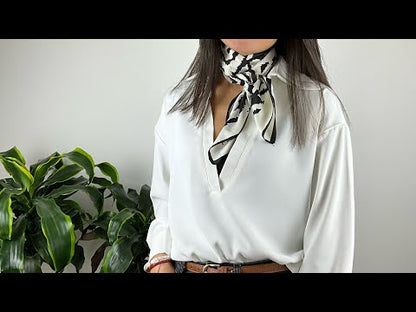 Zebra Print Satin Tørklæde Hvid